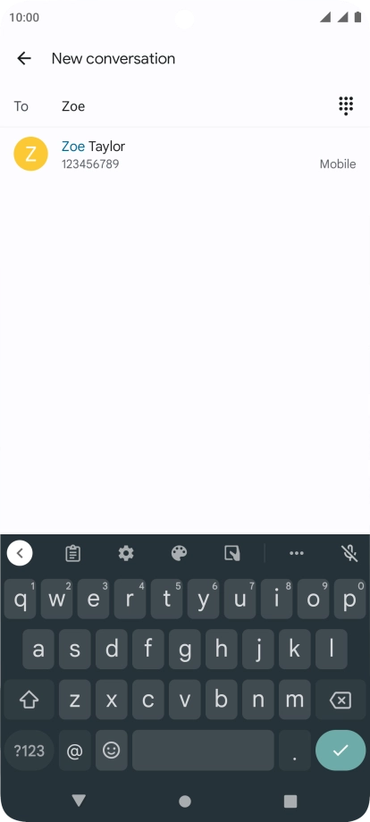 Key in the first letters of the recipient's name and press the required contact.