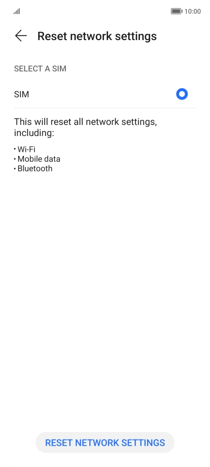 Press RESET NETWORK SETTINGS.