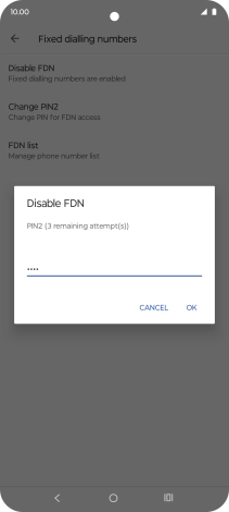 Key in your PIN2 and press OK. The default PIN2 is 1111.