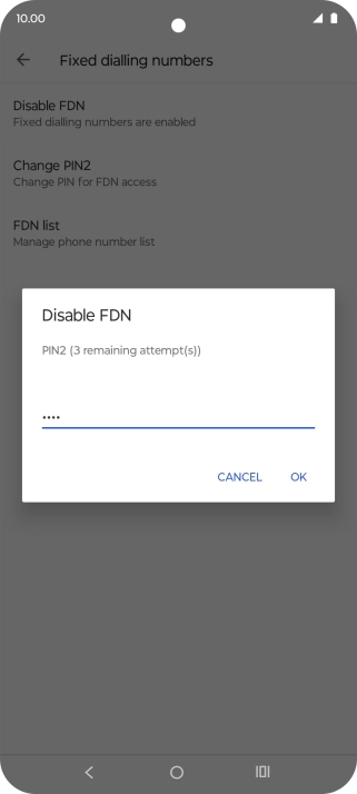 Key in your PIN2 and press OK. The default PIN2 is 1111.