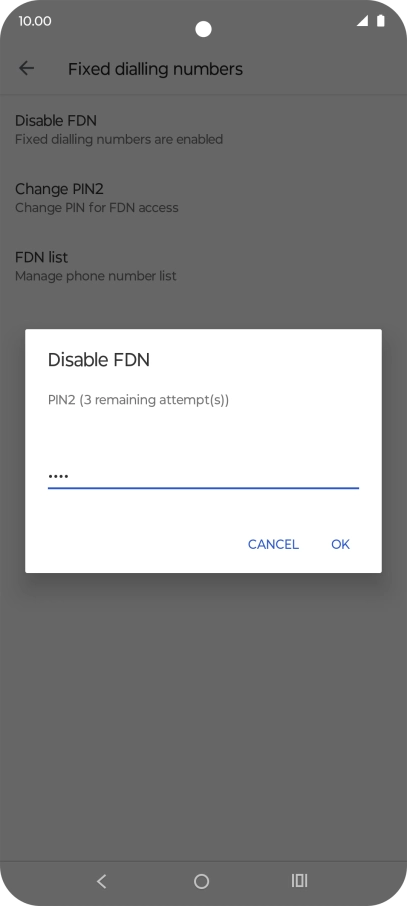 Key in your PIN2 and press OK. The default PIN2 is 1111.