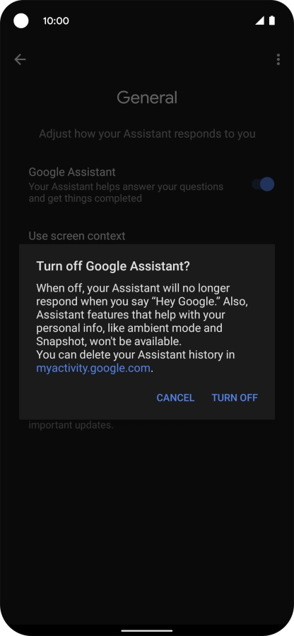 If you turn off the function, press TURN OFF.