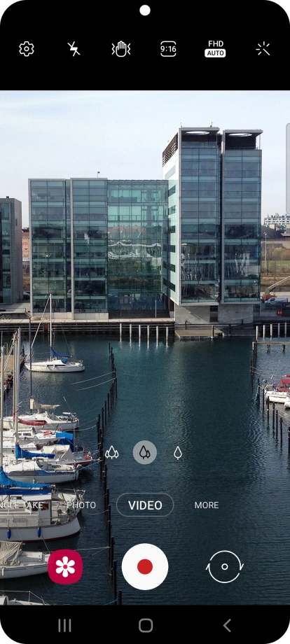 Press the video light icon.