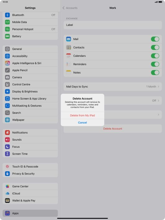 Press Delete from My iPad.