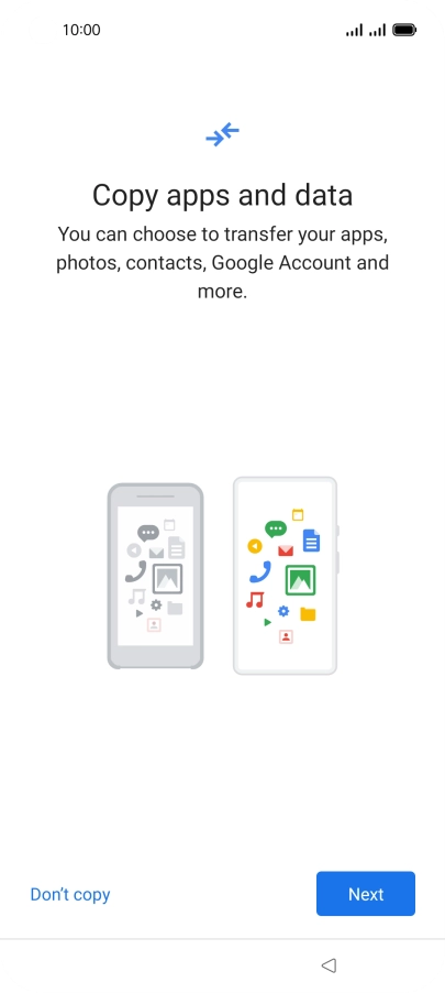 You can transfer the contents of another phone to your phone when it's activated for the first time and after a factory reset. When this screen is displayed, your phone is ready to transfer contents from another phone. You can transfer the contents of another phone to your phone when it's activated for the first time and after a factory reset. When this screen is displayed, your phone is ready to transfer contents from another phone.