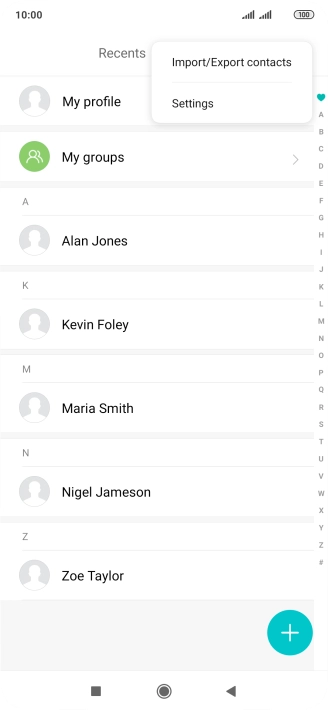 Press Import/Export contacts.