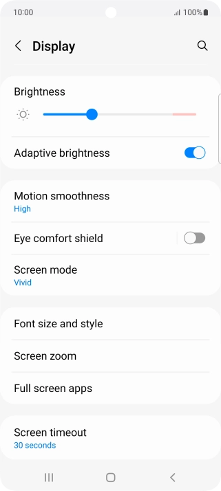 Press Screen timeout.