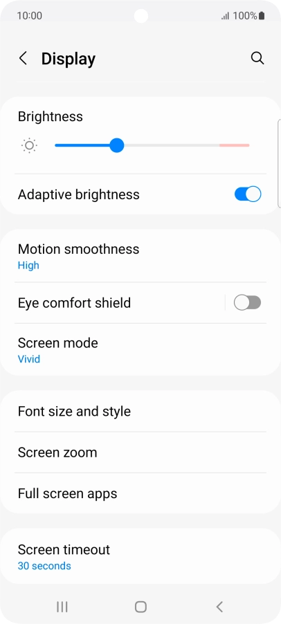 Press Screen timeout.
