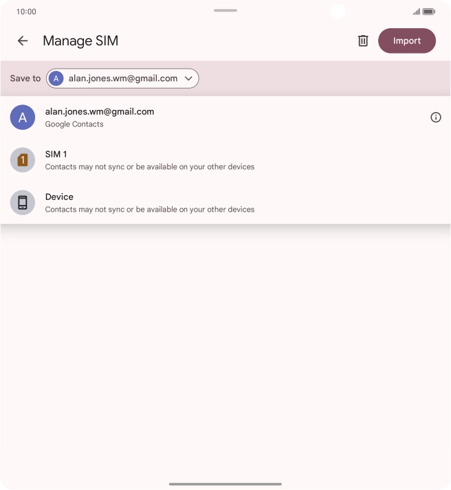 Press the required Google account.