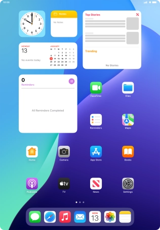 The alarm icon shows that the alarm is set.
