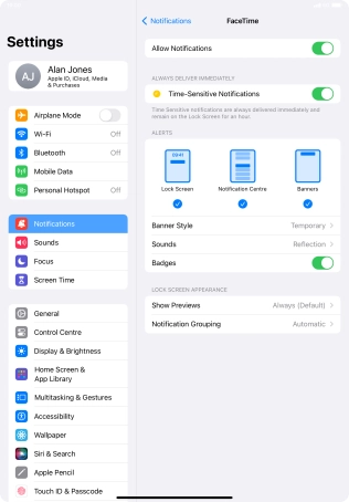 Press the indicator next to 