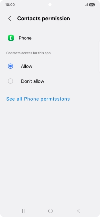 Press the required setting.