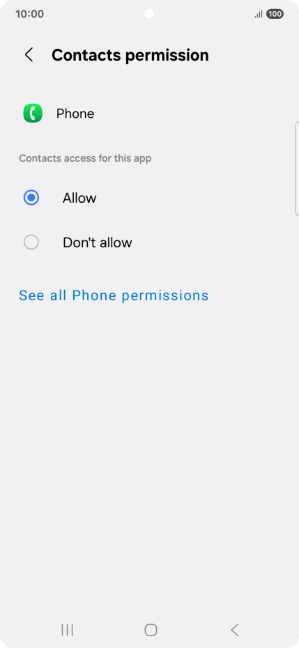 Press the required setting.