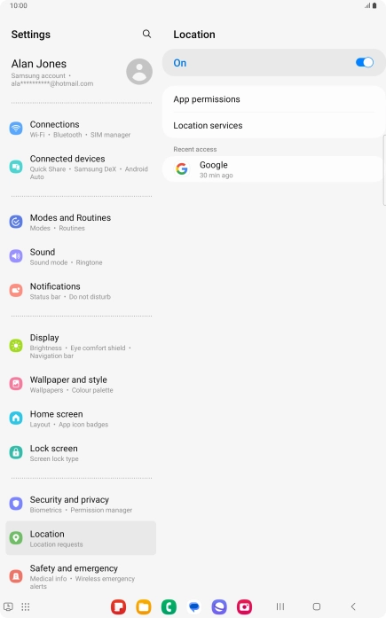 Press App permissions. Press App permissions.
