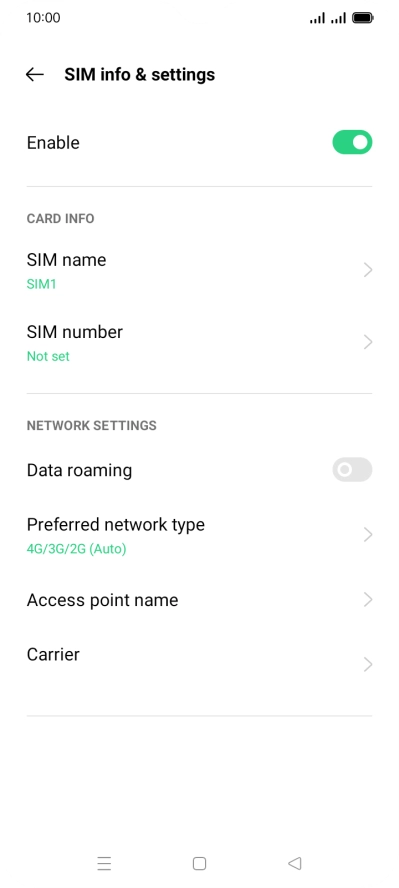 Press Access point name.