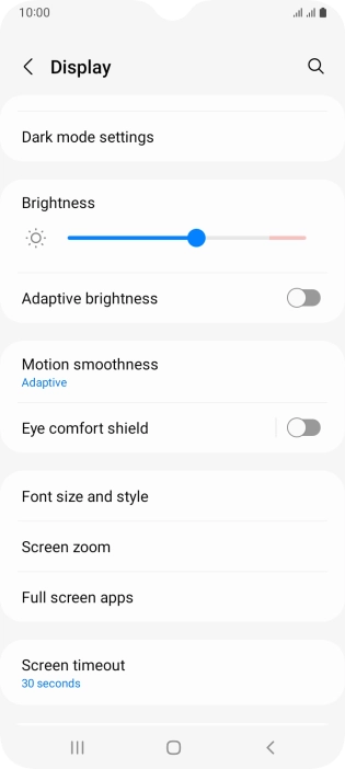 Press Screen timeout.