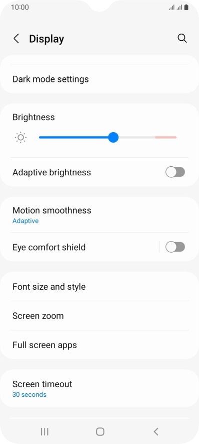 Press Screen timeout.
