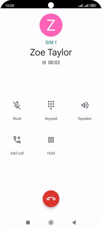Press the end call icon. Press the end call icon.