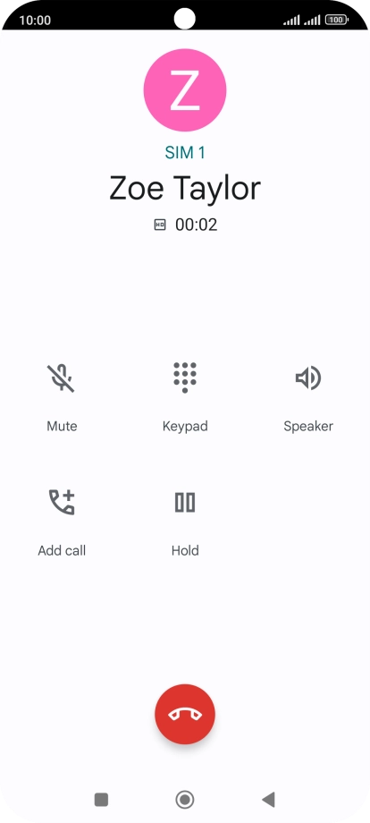 Press the end call icon. Press the end call icon.