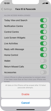 If you turn on the function, press Enable.