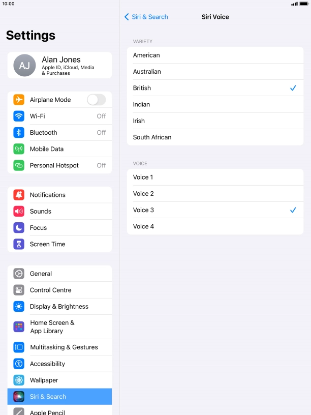 Press the required accent.