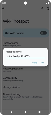 Key in the required Wi-Fi hotspot name and press OK.