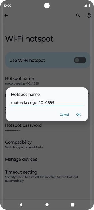 Key in the required Wi-Fi hotspot name and press OK.