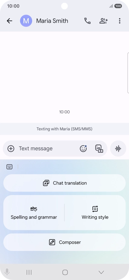 To generate a text, press Composer and follow the instructions on the screen to use the function.