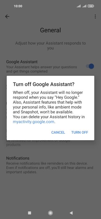 If you turn off the function, press TURN OFF.