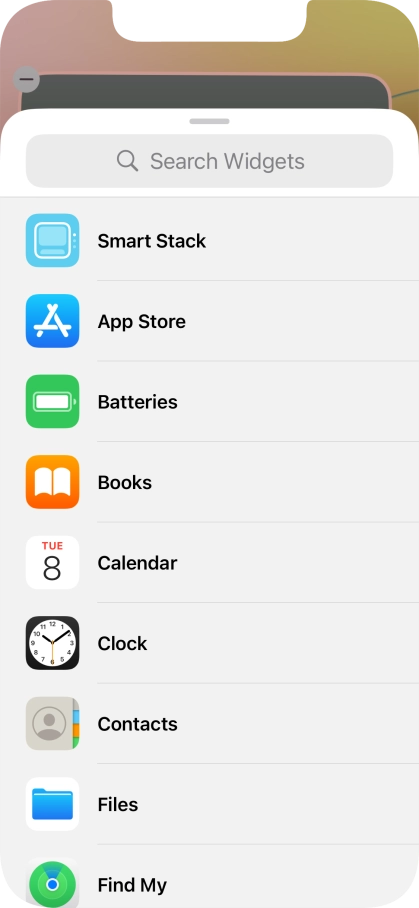 Press the required widget.