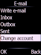 Select Change account and press the Left selection key.