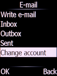 Select Change account and press the Left selection key.