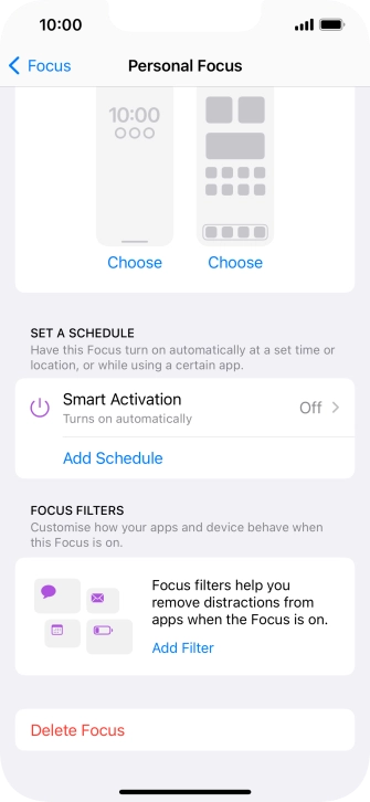 Press the required setting below 