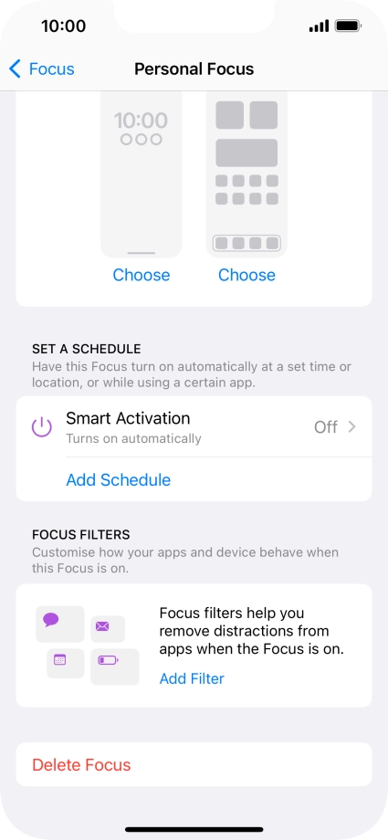 Press the required setting below 