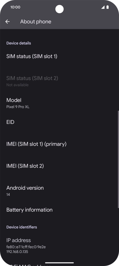 Your phone's software version is displayed below Android version.