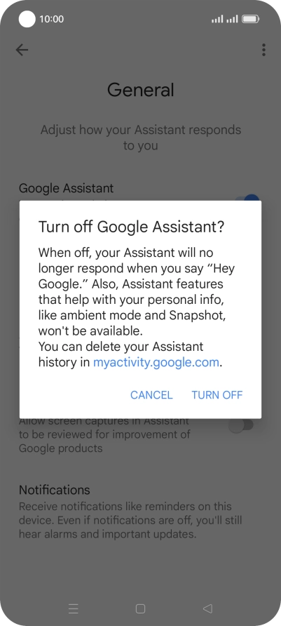 If you turn off the function, press TURN OFF.