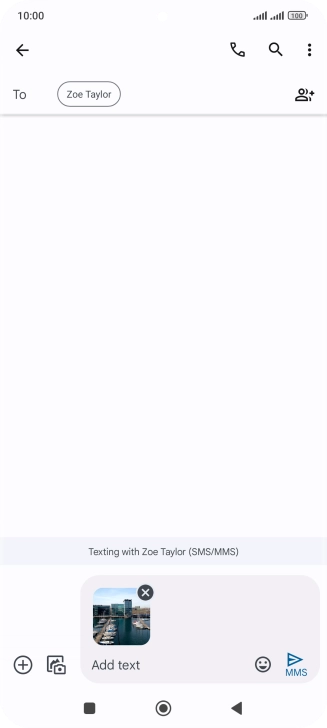 Press the text input field and write the text for your picture message.