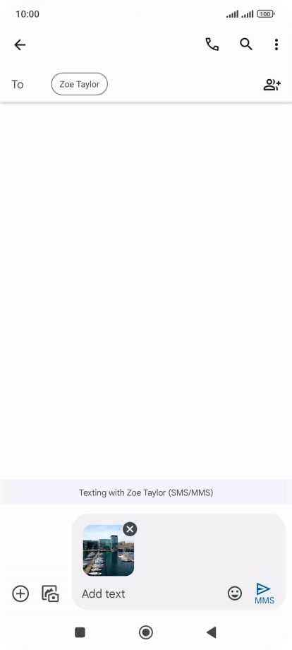 Press the text input field and write the text for your picture message.