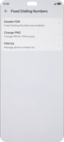 Press Disable FDN. Press Disable FDN.