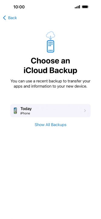 Press the required backup and your phone restores the content of the selected backup. Subsequently, follow the instructions on the screen to set up your phone and prepare it for use. Press the required backup and your phone restores the content of the selected backup. Subsequently, follow the instructions on the screen to set up your phone and prepare it for use.