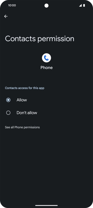 Press the required setting.
