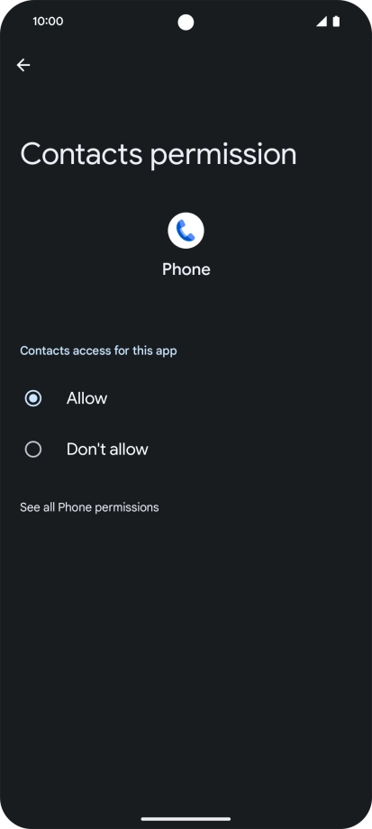 Press the required setting.
