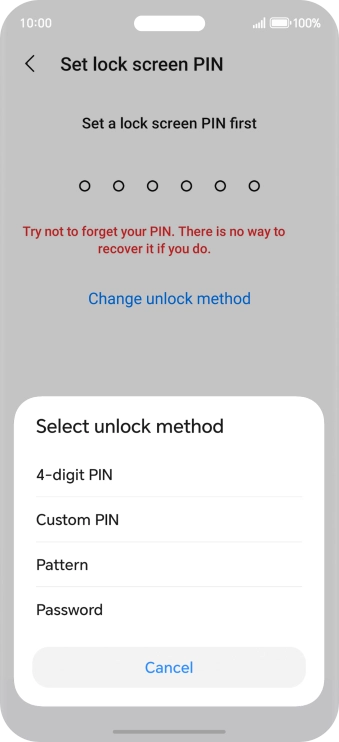 Press the required phone lock code and follow the instructions on the screen to create an additional phone lock code.