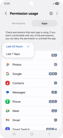Press the required setting.