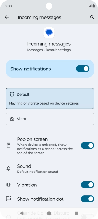 Press the indicator next to 