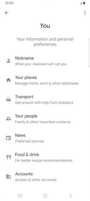 Press Nickname and follow the instructions on the screen to select phone owner settings.