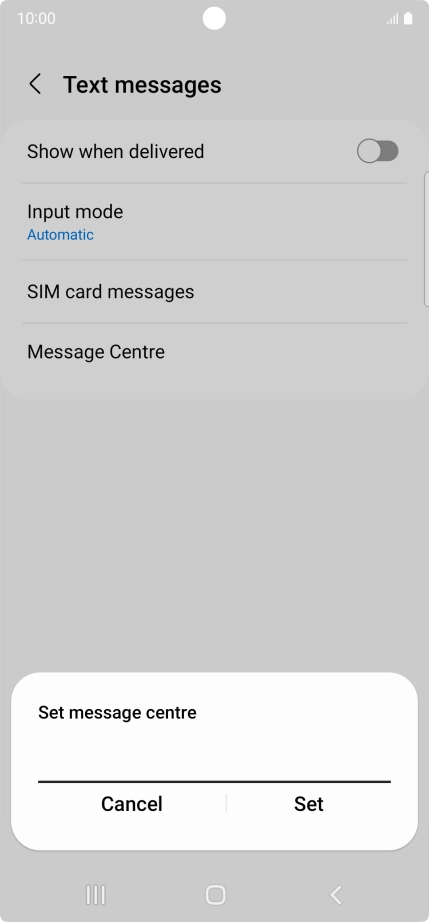 Key in +447785016005 and press Set.