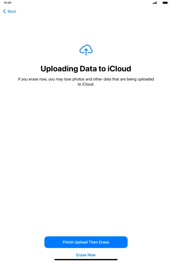 Press the required setting.