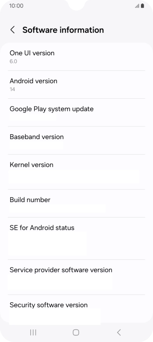 Your phone's software version is displayed below Android version.