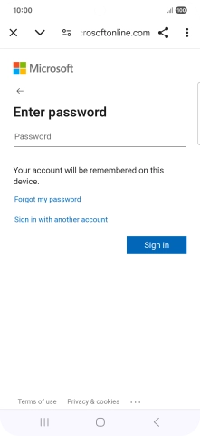 Press Password and key in the password for your email account.